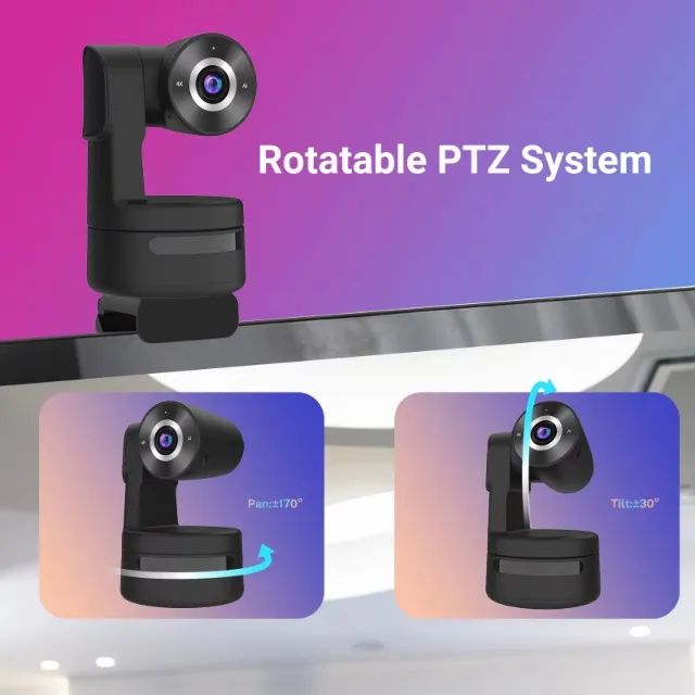 Câmera Webcam PTZ 4k com IA Foco Automático e Microfone, Streamer Vídeo Conferência - Foto 4