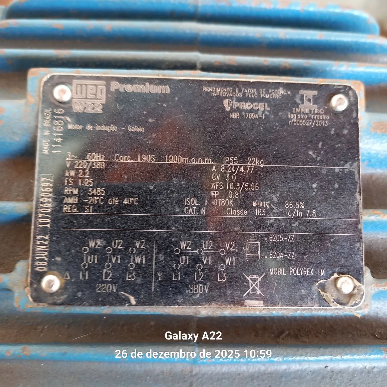 ? MOTOR ELÉTRICO WEG W22 PREMIUM - USADO E TESTADO - Foto 2