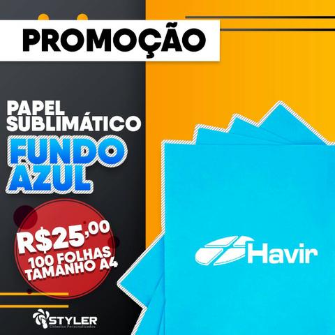 Papel sublimatico fundo azul, pacote com 100 folhas