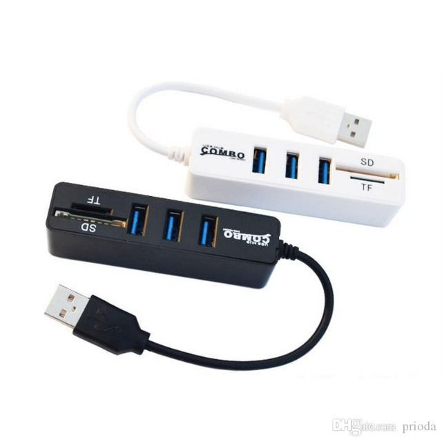 Hub Usb 2.0 Expansor Hub Usb 3 Portas Com Leitor De Cartão de Memória