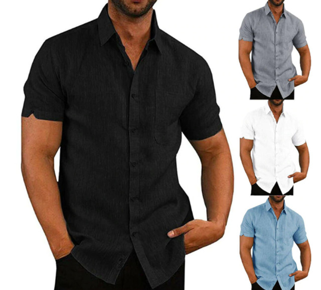 camisa social cinza manga curta