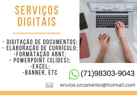 (75) Elaboração de currículo, Formatação ABNT, Digitação, Slides, Banner, etc