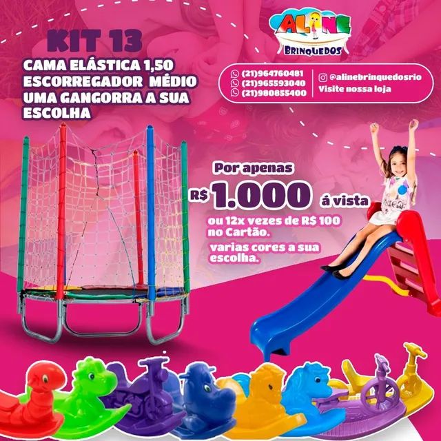 Cama elástica 1.83 escorregador médio mais gangorra  - Foto 4
