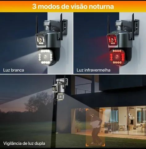 Câmera de Vigilância Impermeável ao Ar Livre, IP, WiFi, 2 Lentes, PTZ, 2K, Lente Dupla - Foto 2