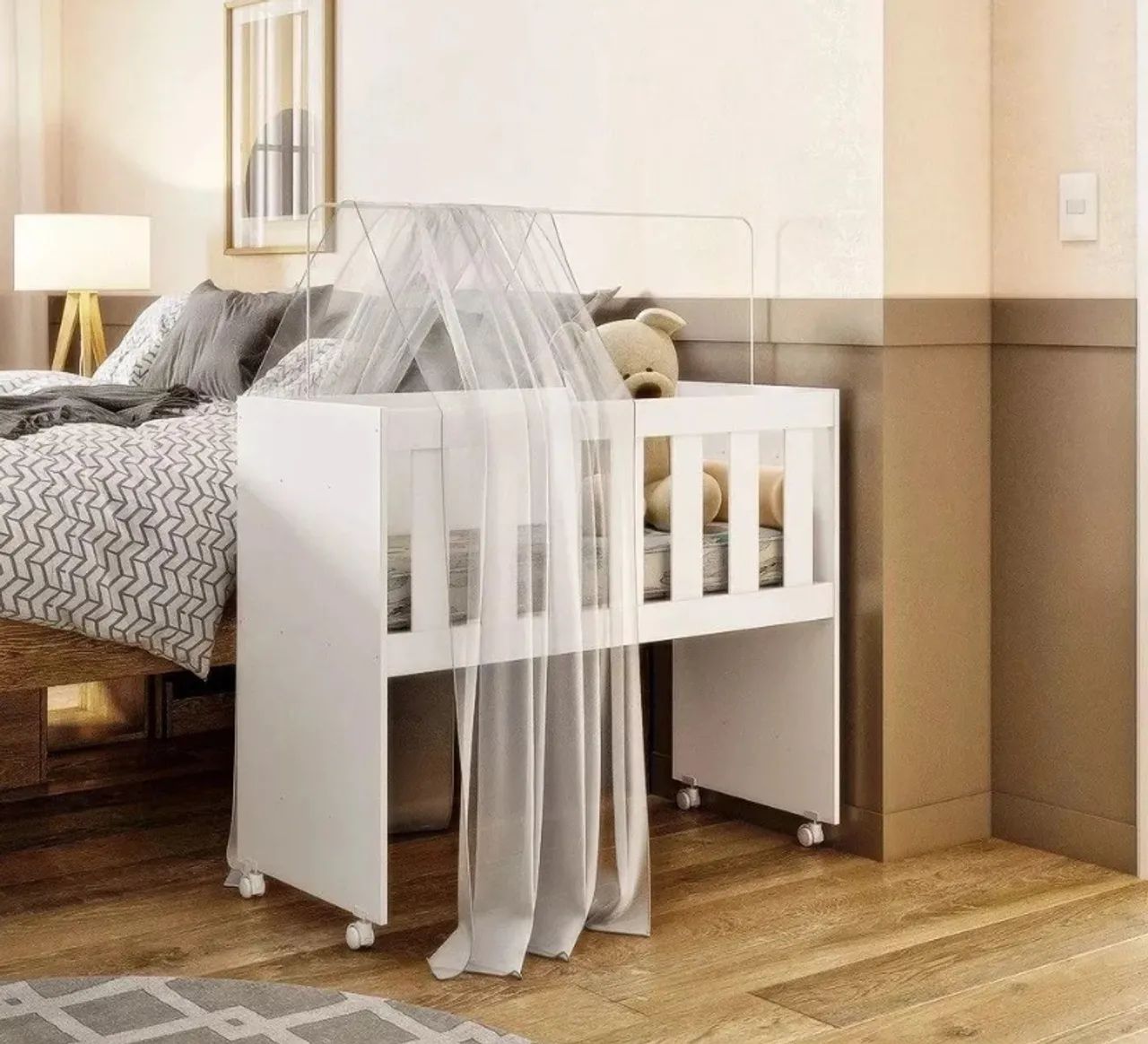 Mini berço multifuncional com colchão 100% MDF