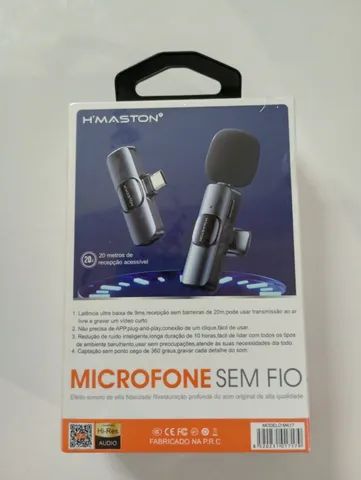 Microfone de Lapela Duplo Sem Fio para Celular IOS e Android - Foto 2