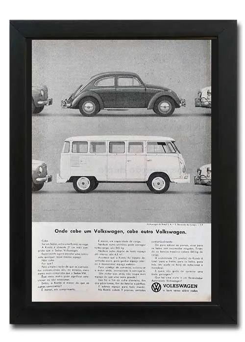 Kombi corujinha - Kit de 3 quadros decorativos com propaganda original de revista - Foto 3