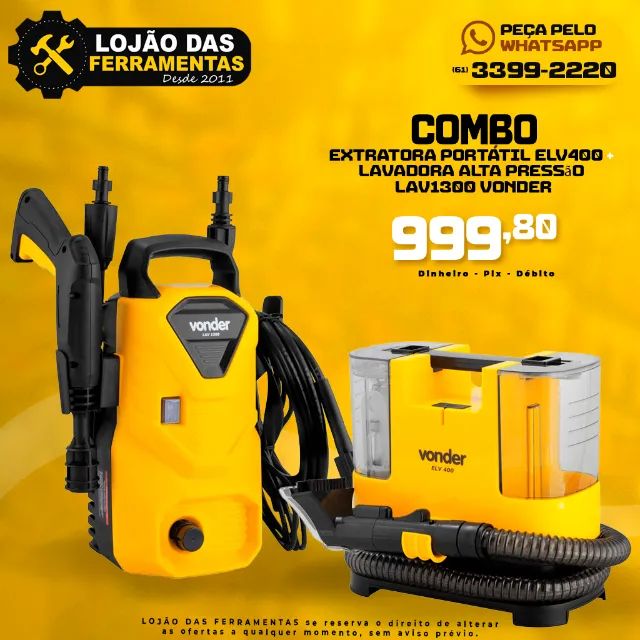 Combo Extratora Portátil ELV400 + Lavadora Alta Pressão Lav1300 Vonder