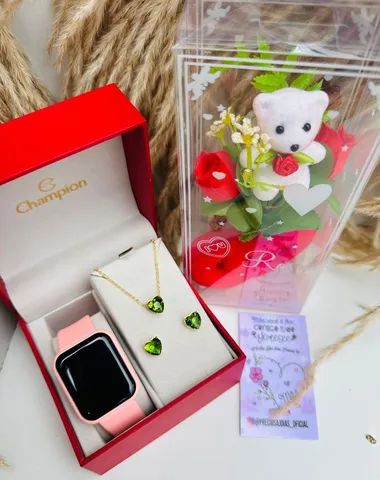 Conjunto kit feminino relógio smartwatch D20 colar e brincos  - Foto 2