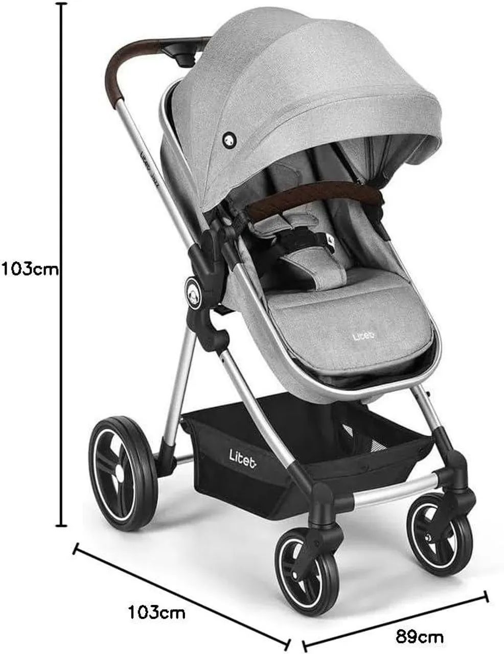 Carrinho Na Caixa Passeio 2 em 1 Assento Moisés 0-15 Kg Litet Jazz Cinza - Foto 4