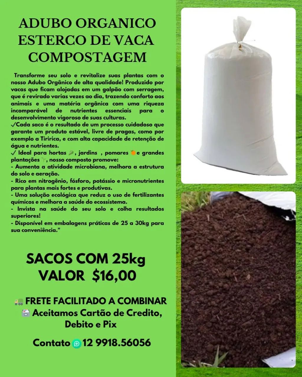 Adubo Orgânico Esterco de Vaca Compostagem