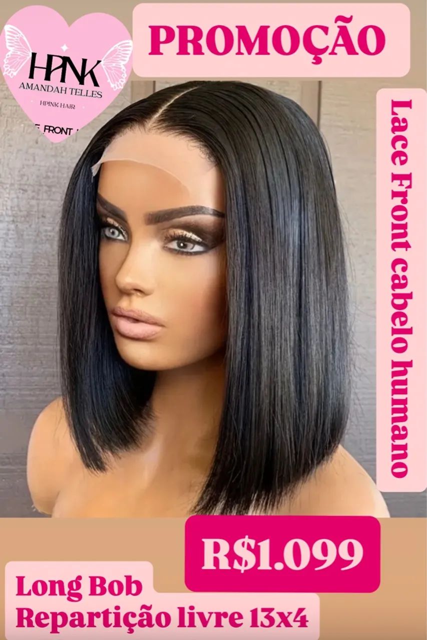 Long Bob Lace Front Cabelo Humano - Promoção
