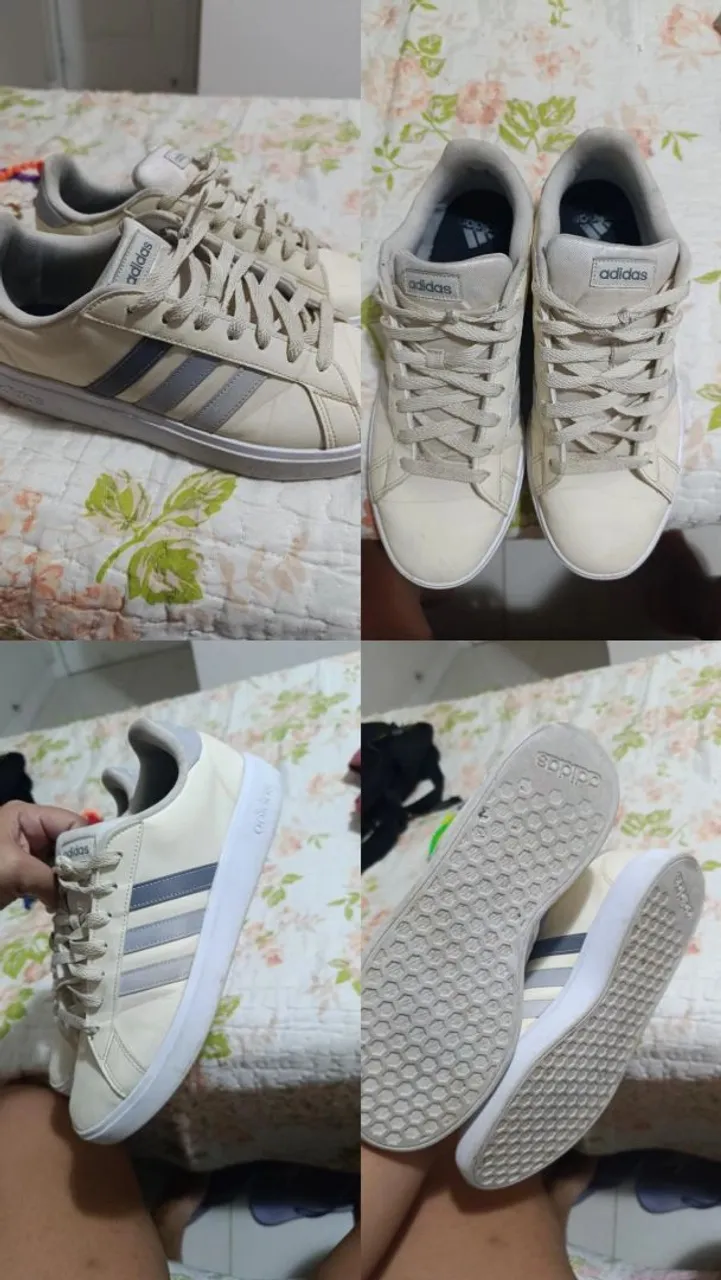 Adidas Court Bold - Bege com detalhes em cinza