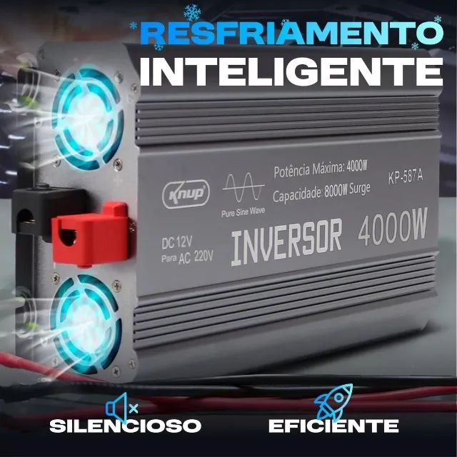 Inversor Conversor De Tensão 12v Para 220v Onda Senoidal Pura 4000w Knup KP 587A - Foto 2