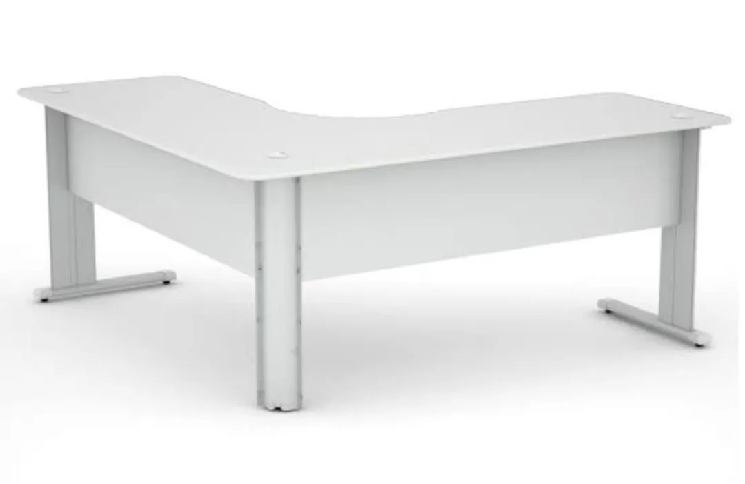 Mesa de escritório em L branca