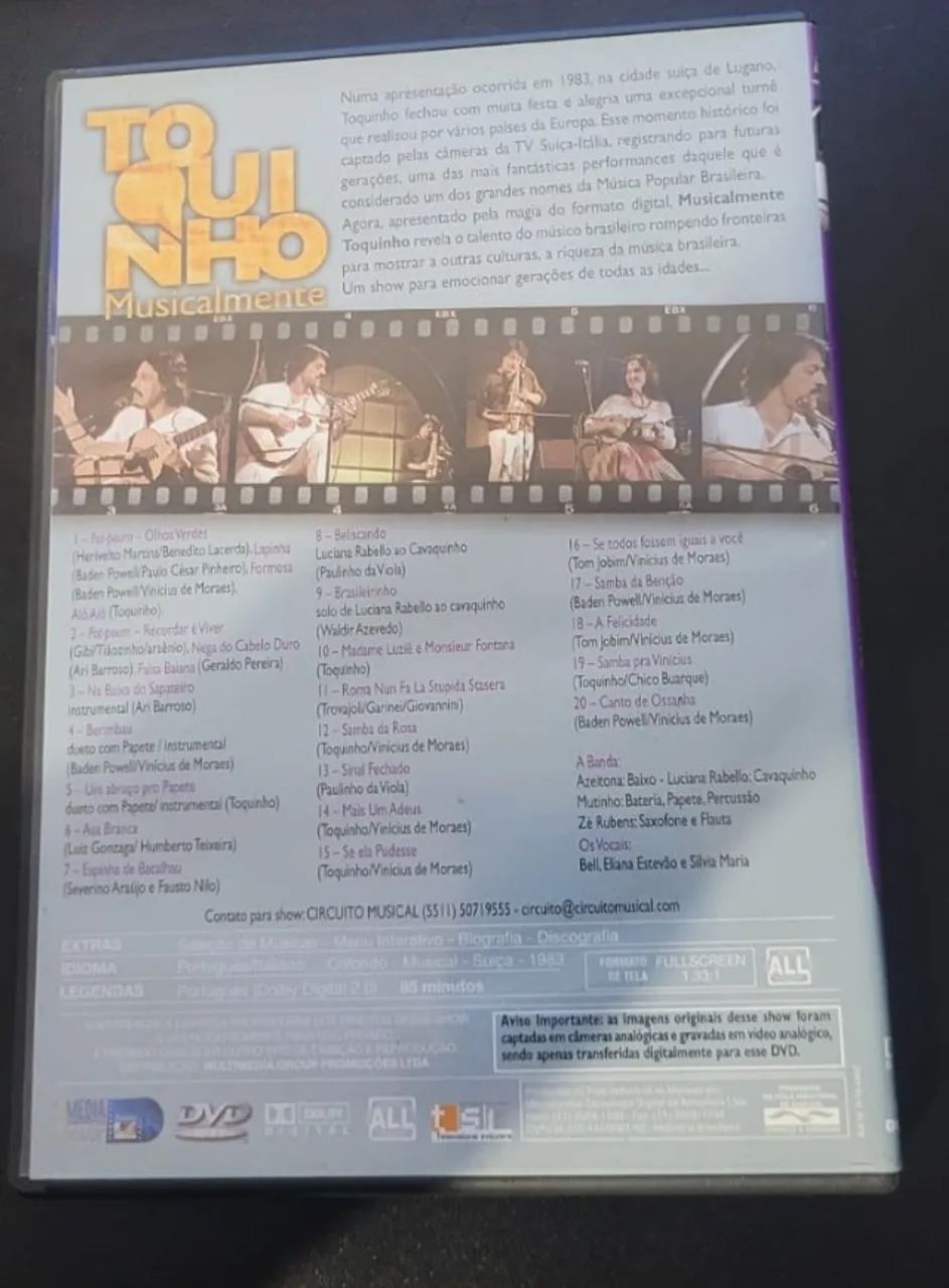 DVD Toquinho Musicalmente - 1983  - Foto 3
