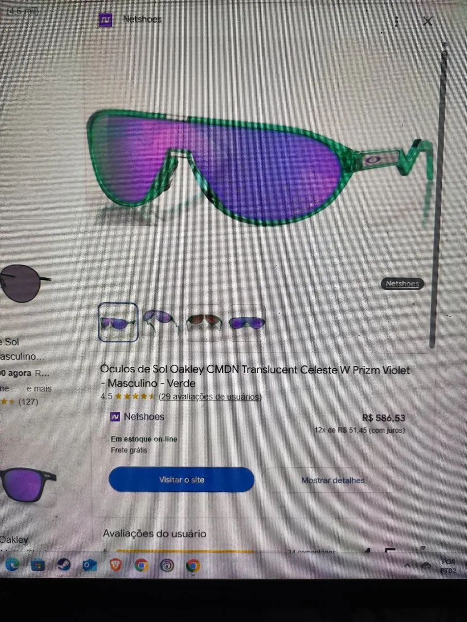 Óculos de Sol Oakley CMDN Translucent Celeste W Prizm Violet - Masculino - Verde