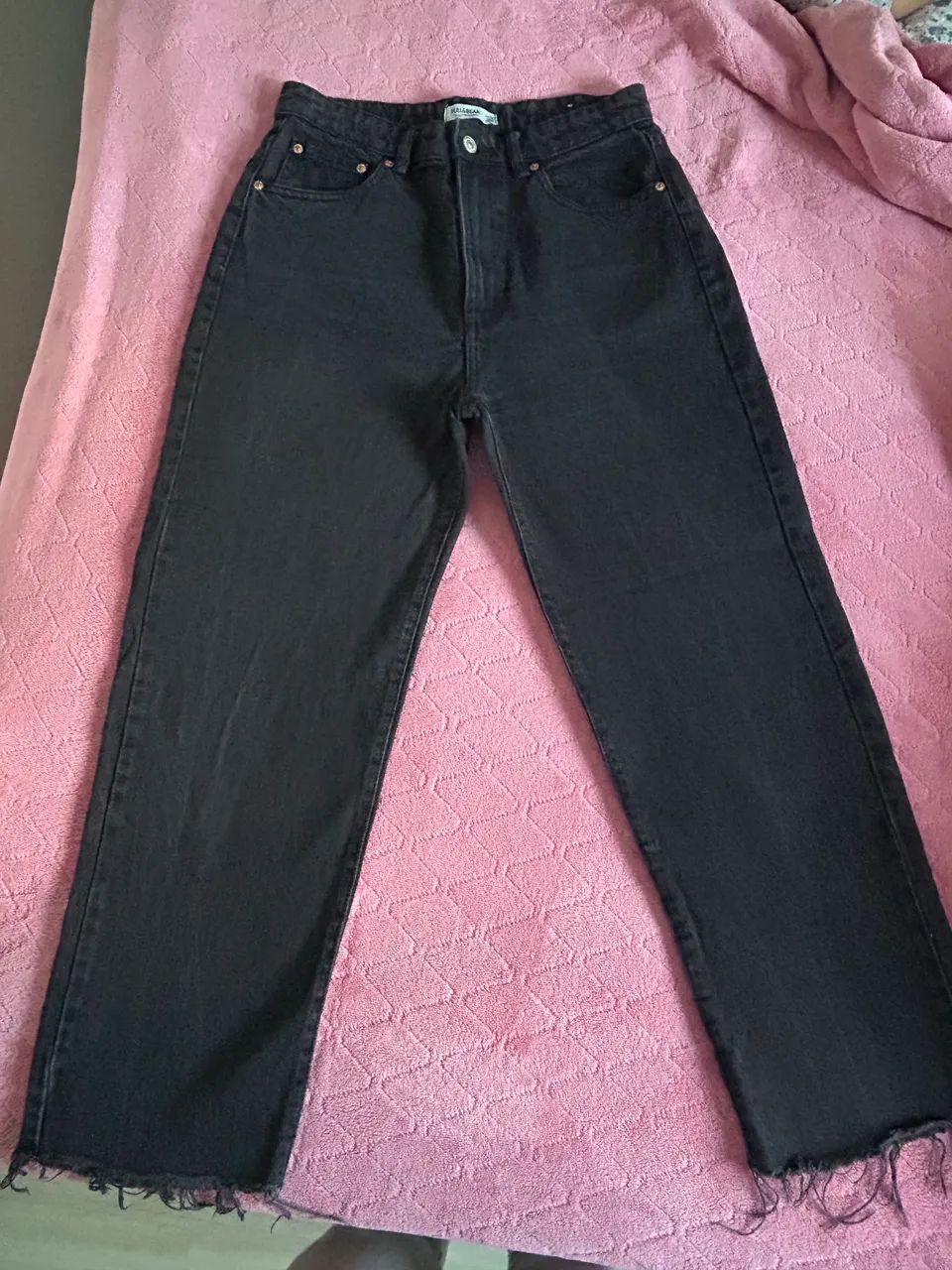 Calça jeans larga e cintura alta 38