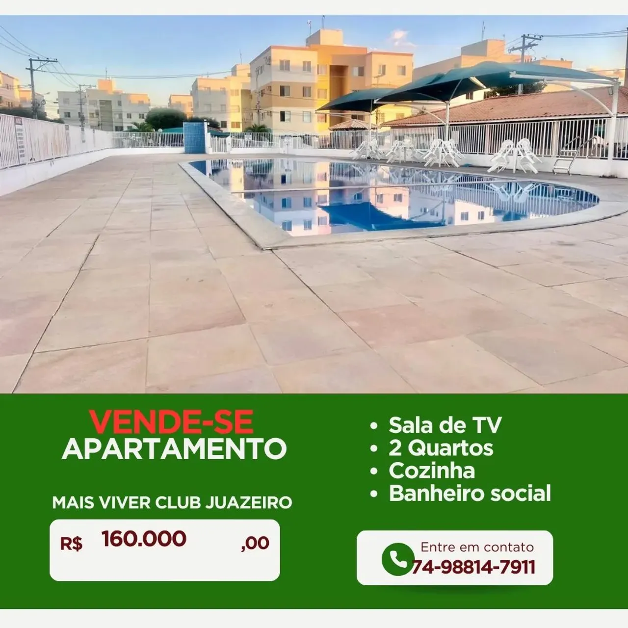 Apartamento à venda no Condomínio Mais Viver Club, vizinho à Faculdade UNEB, em Juazeiro-B