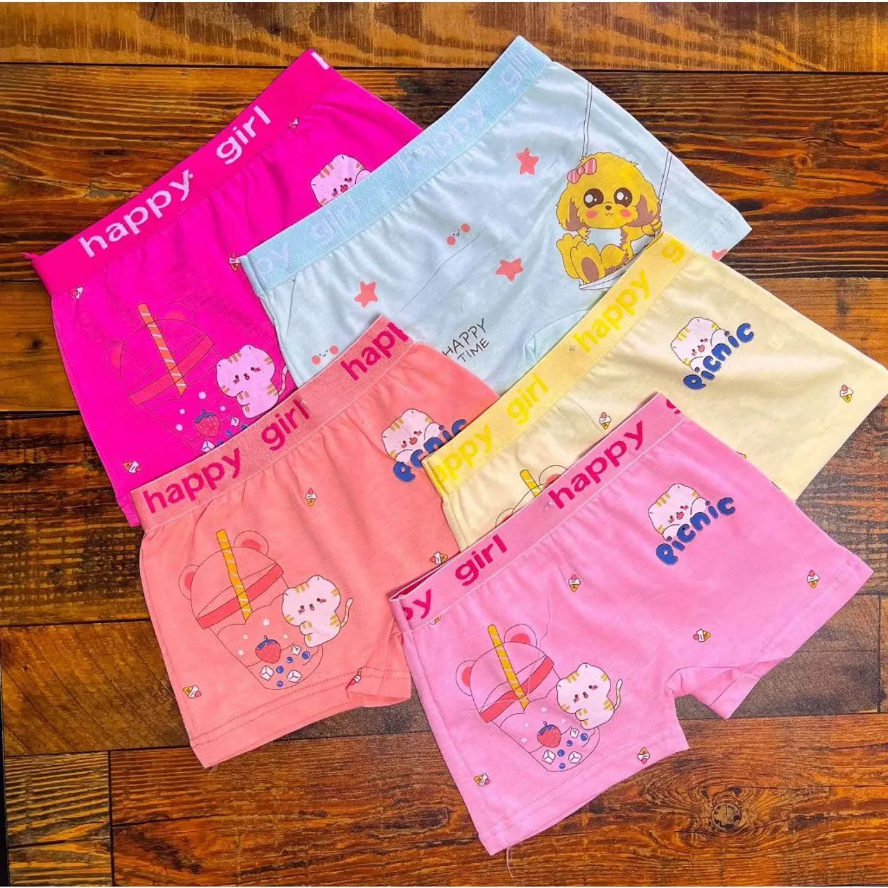 Conjunto de 6 Calcinhas Infantis Happy Girl Vários Tamanhos