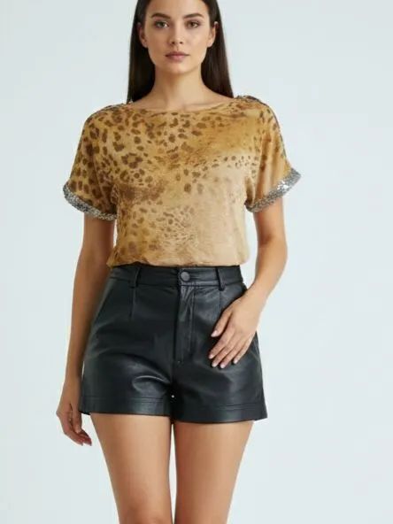 Bata morena rosa animal print 