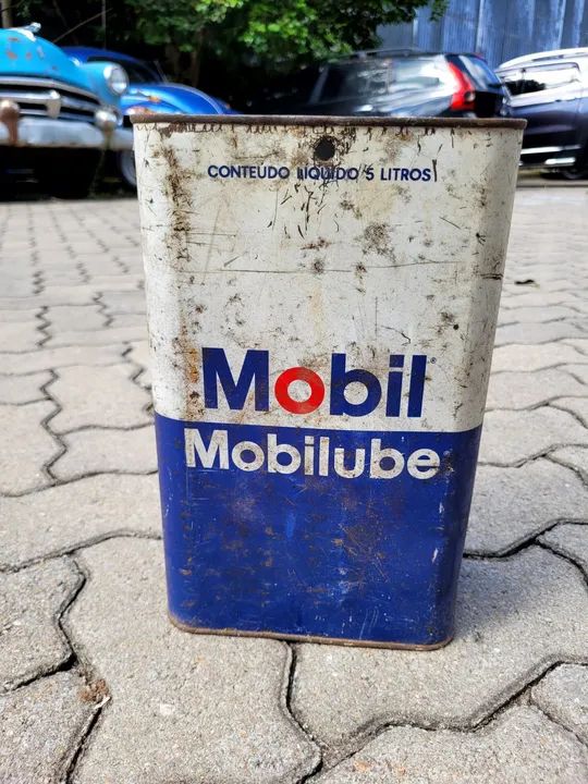 Duas latas antigas óleo Mobil - Foto 2