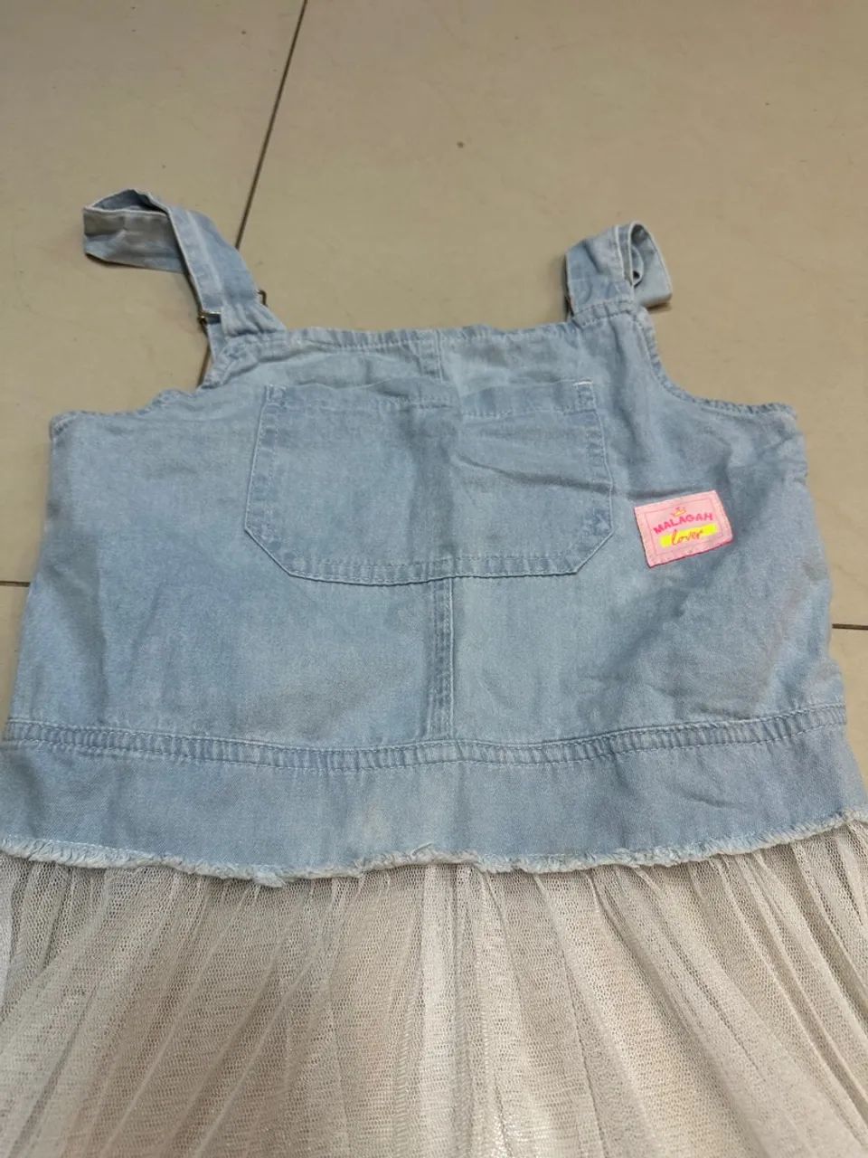 Conjunto Infantil blusa jeans com tule e short em algodão TAM 10 anos - Foto 2