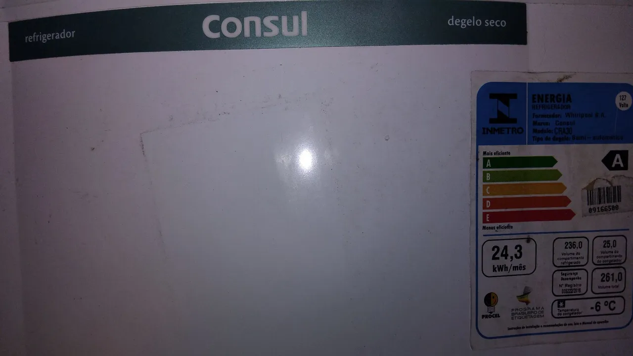 Geladeira Consul CRA30 Degelo Seco