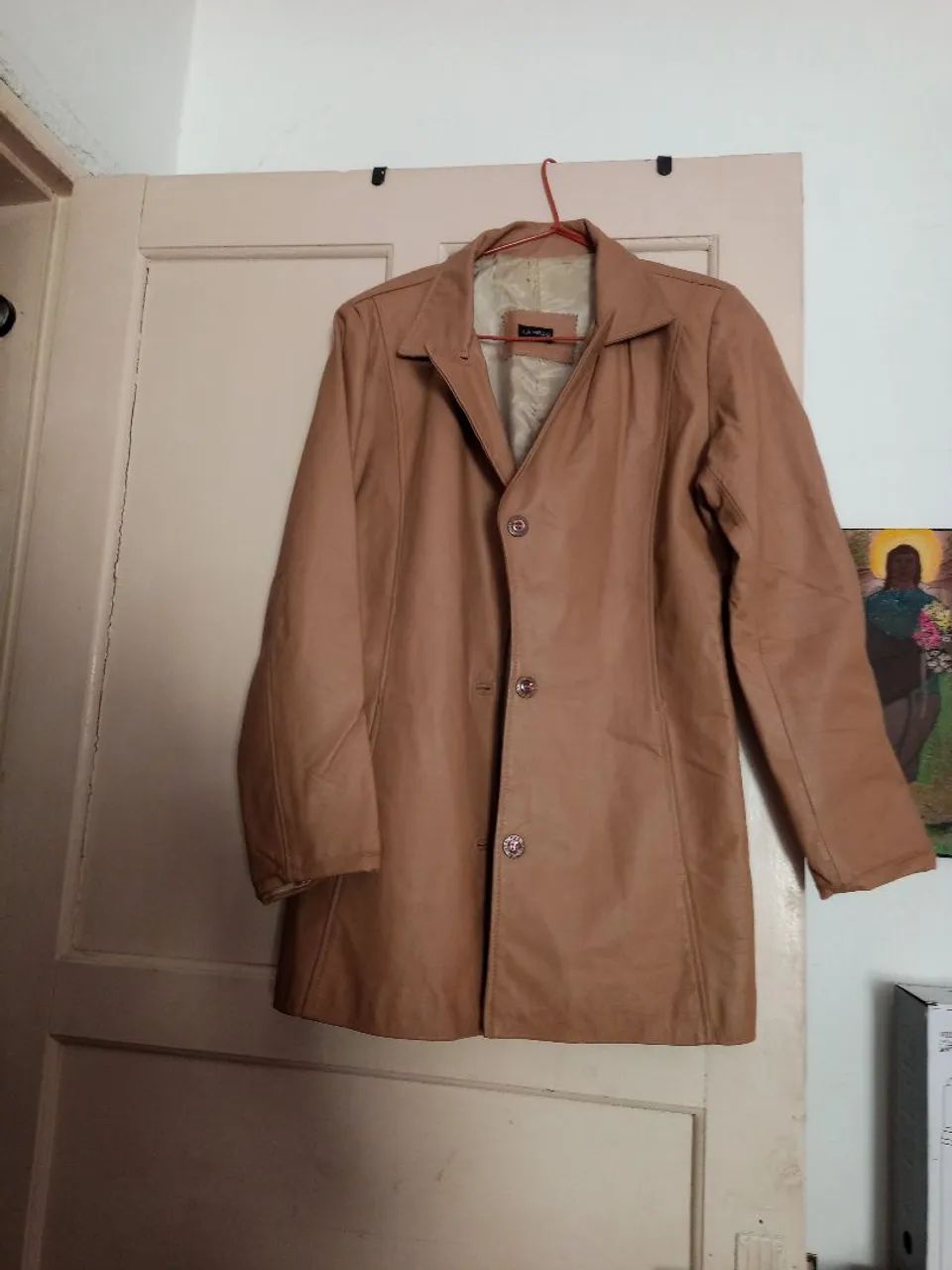 Casaco de couro marrom