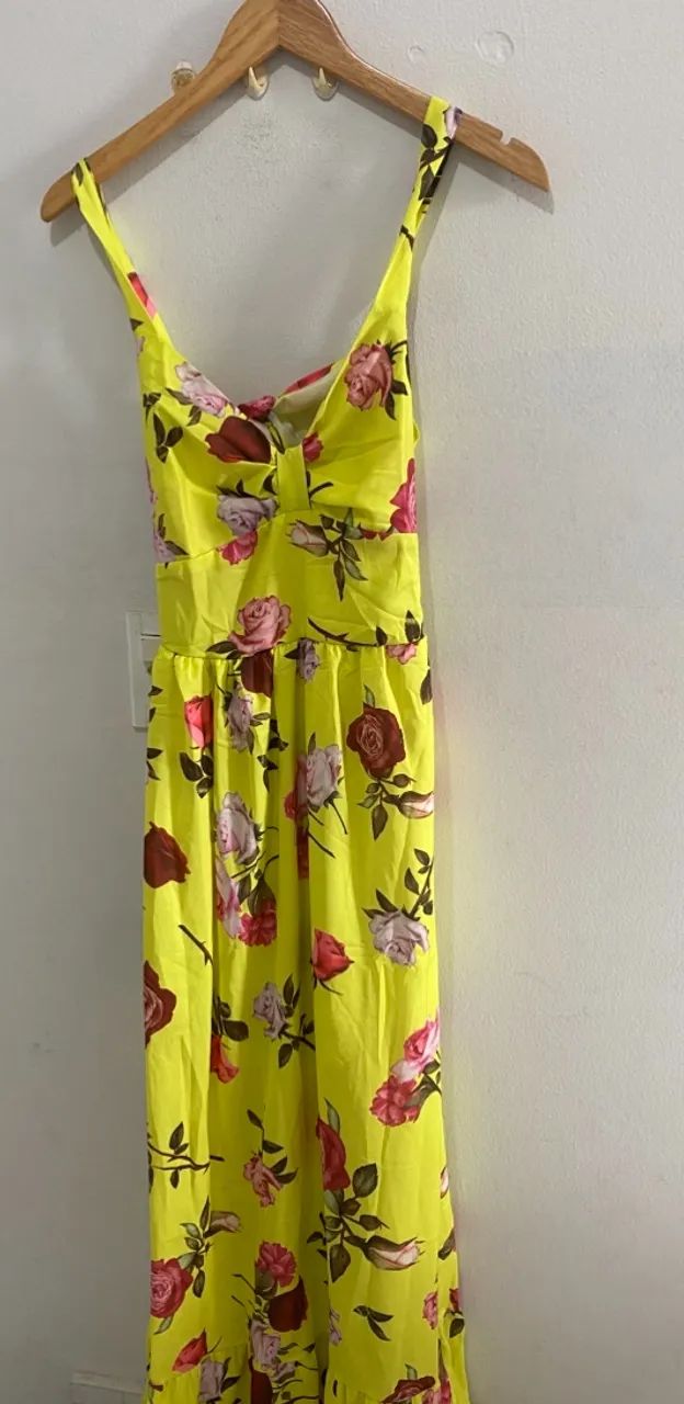 Vestido longo floral amarelo