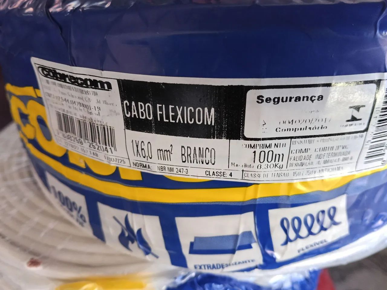 Cabo Flexível 1x6,0 mm² Branco Cobrecom