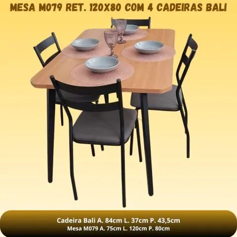 MESA M079 RET 120x80 COM 4 CADEIRAS BALI