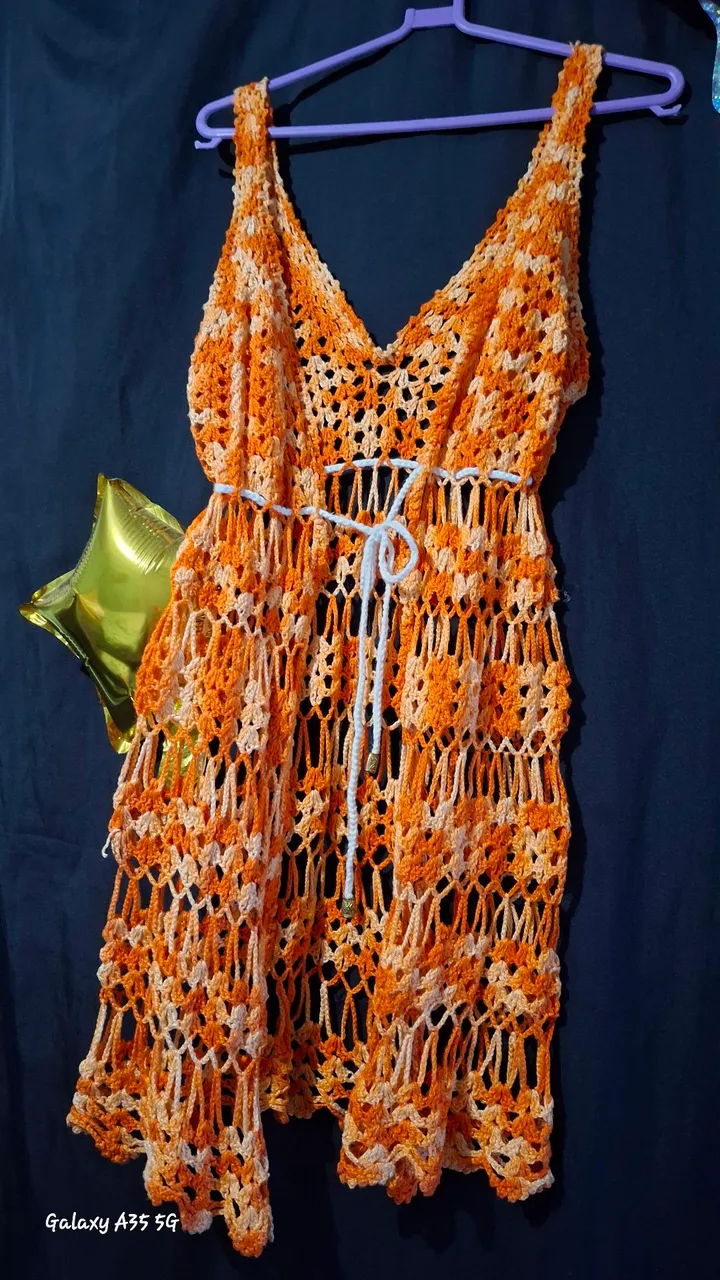 Roupa de banho, Saideira de Crochê Laranja