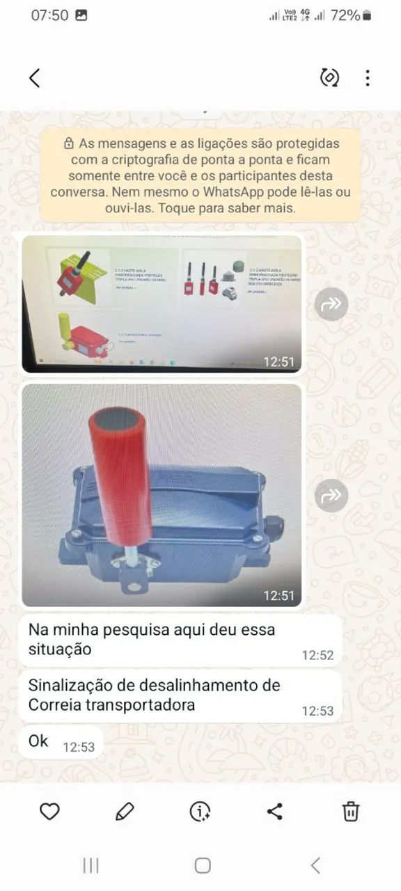Sensor de desalinhamento de correia transportadora