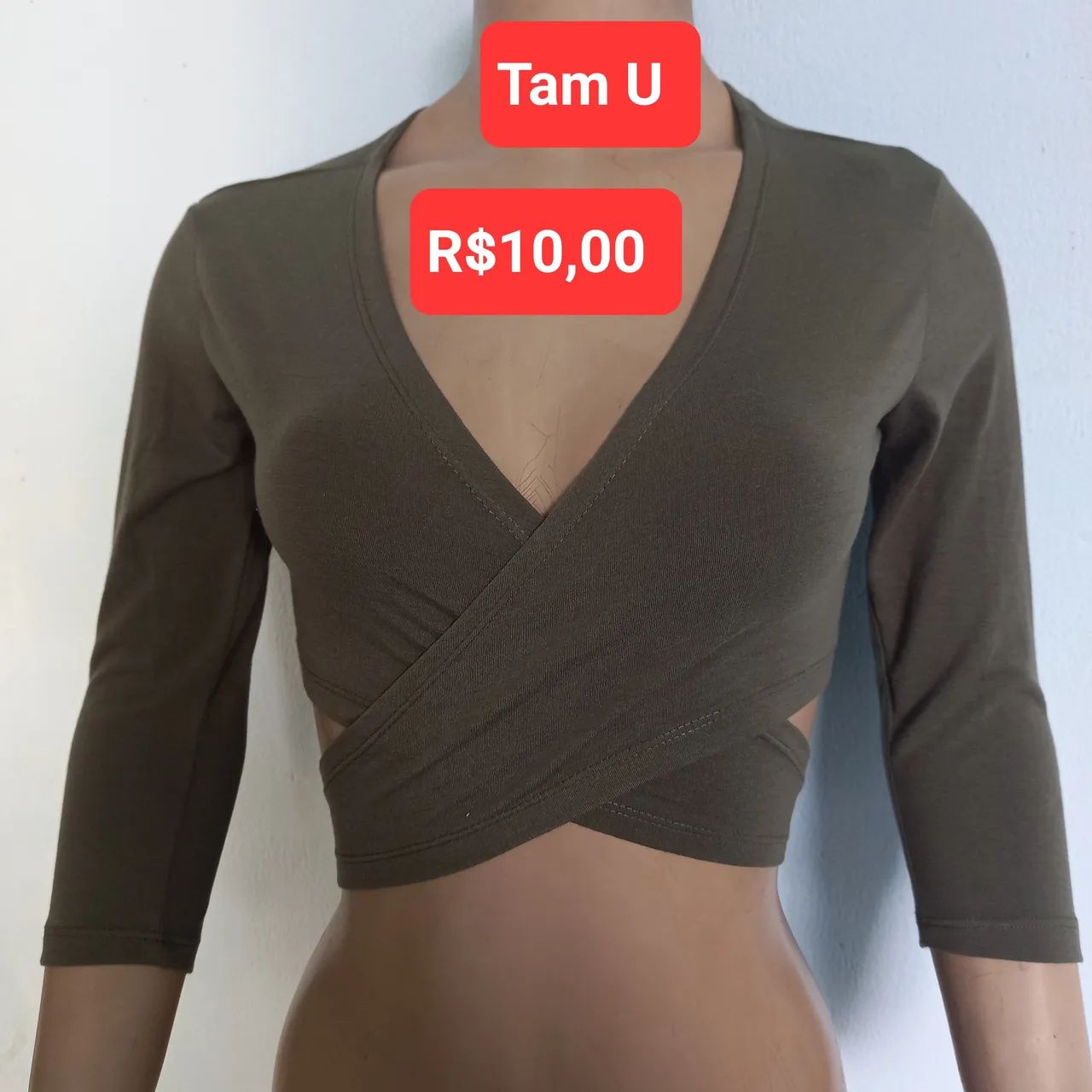 Blusa cropped verde - Tam Única
