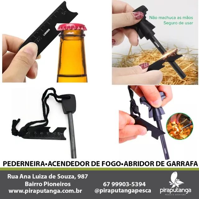 Pederneira Maciça Sobrevivência Magnésio Camping Acendedor de Fogo Abridor Garrafa