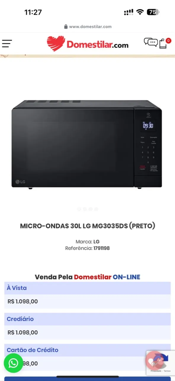 Micro-ondas LG MG3035DS (Preto) 30L