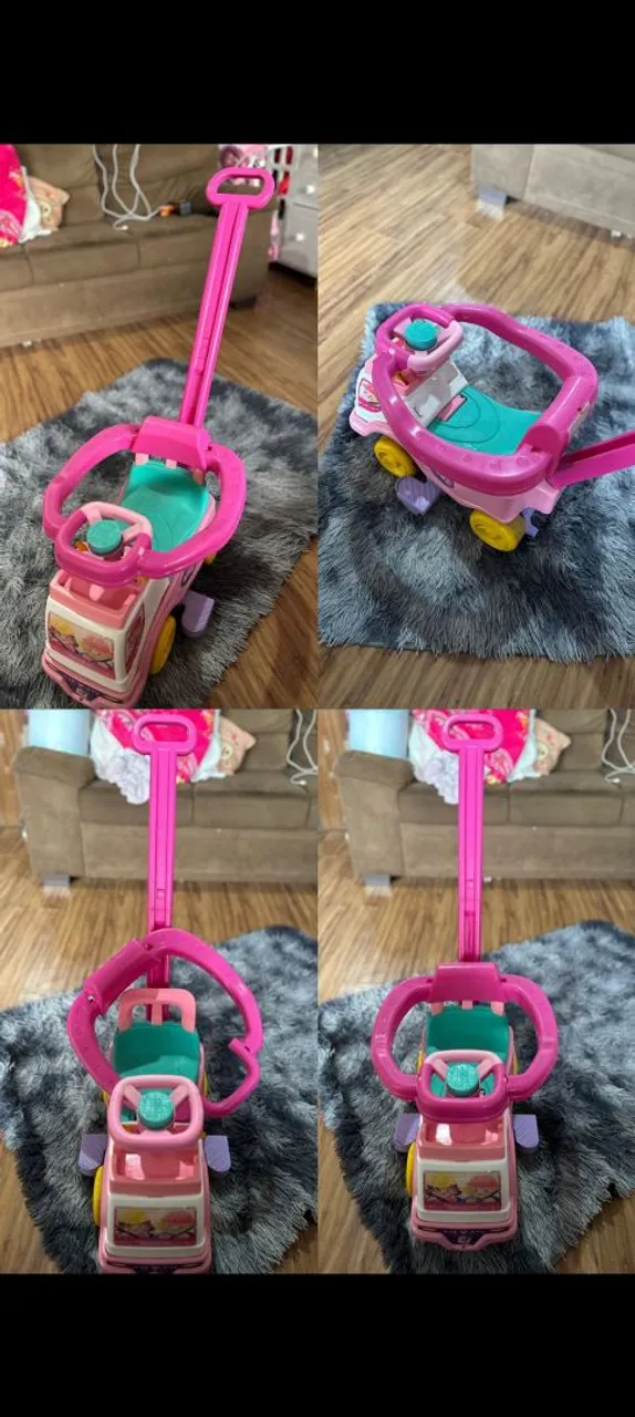 Carrinho de brinquedo infantil com empurrador