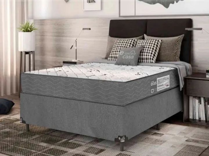 Cama Box Casal Completa com Colchão D33 Shop Casa