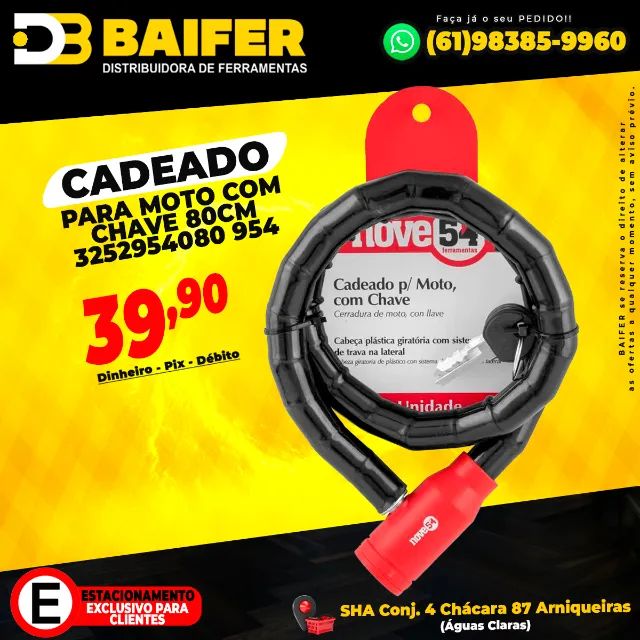 Cadeado Para Moto Com Chave 80cm 954