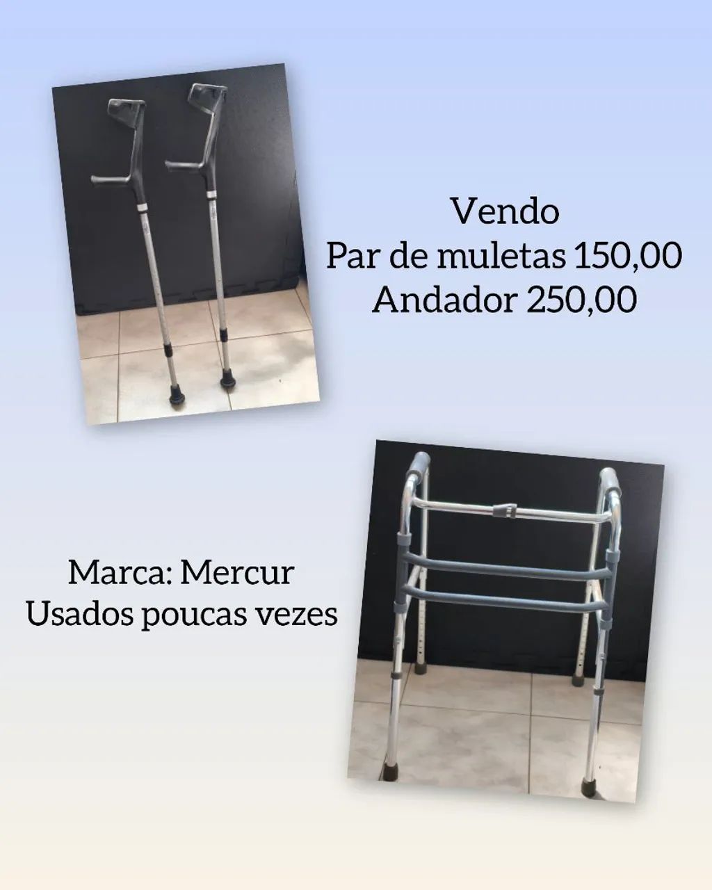 Par de muletas e andador 