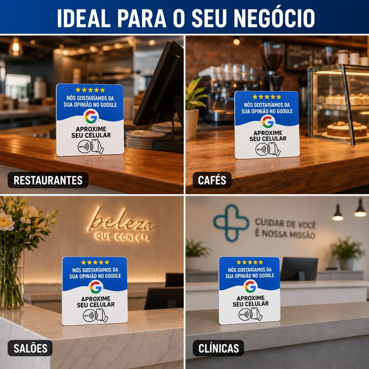 Placa NFC Google Avaliações 10x10cm - Foto 4
