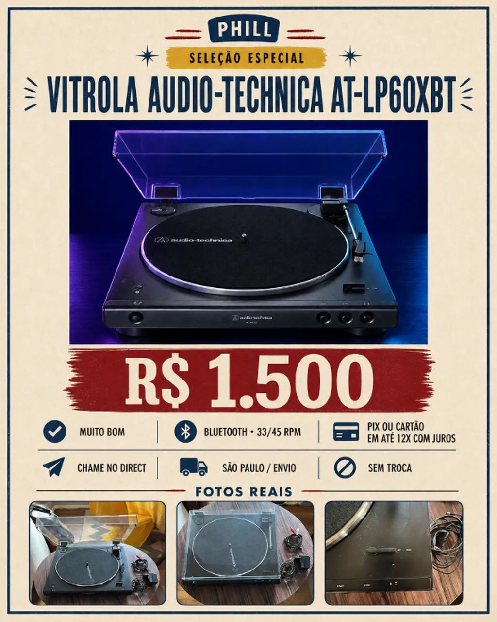 VITROLA AUDIO-TECHNICA AT-LP60XBT