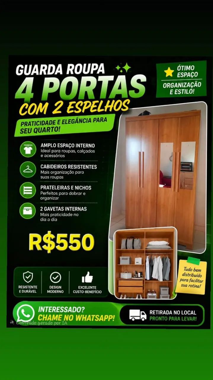 Roupeiro de 4 portas