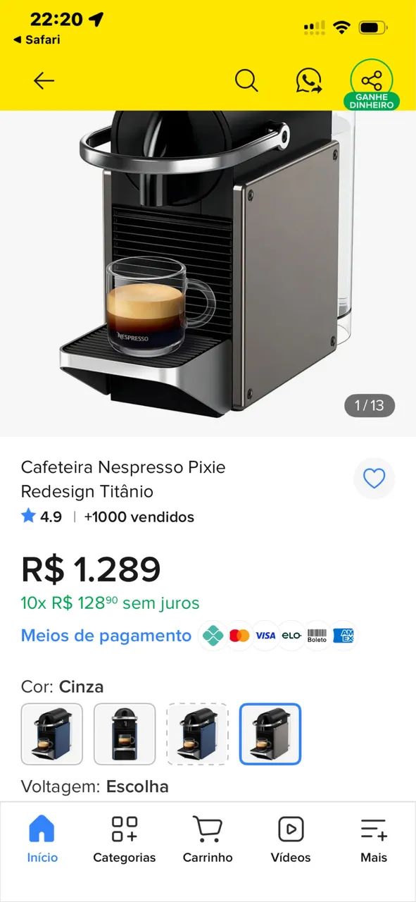 Cafeteira Nespresso original pixie - Foto 2