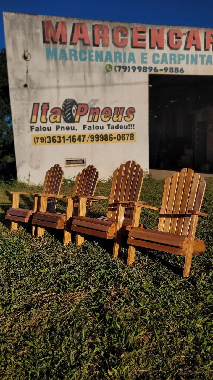 Cadeira Adirondack de Madeira - Artesanal, Confortável e Resistente - Foto 4