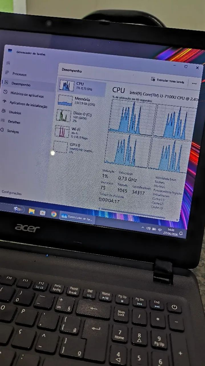Notebook Acer i3 sétima geração ssd 240gb 8gb ram - Foto 3