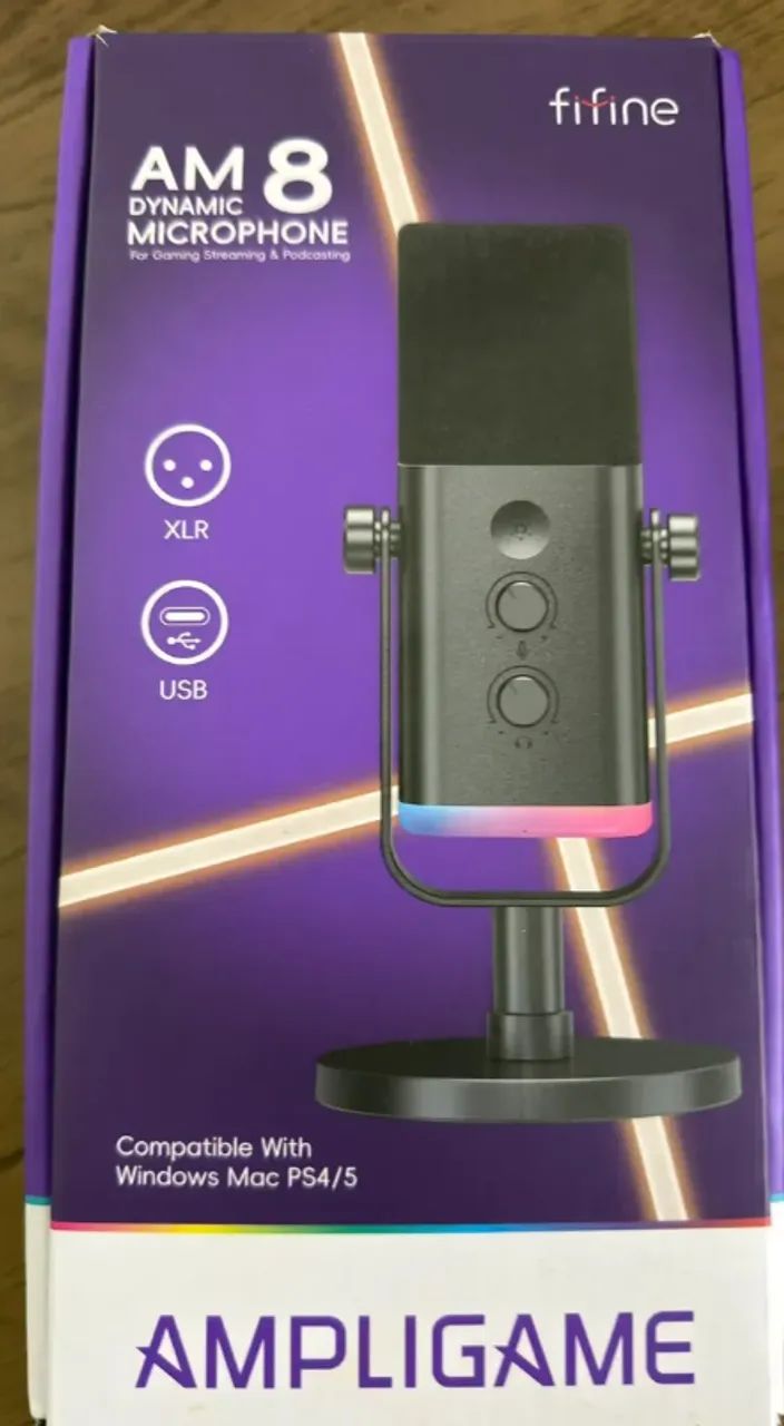 Microfone Fifine Usb/xlr Am8 Dinâmico Cardioide Cor Preto
