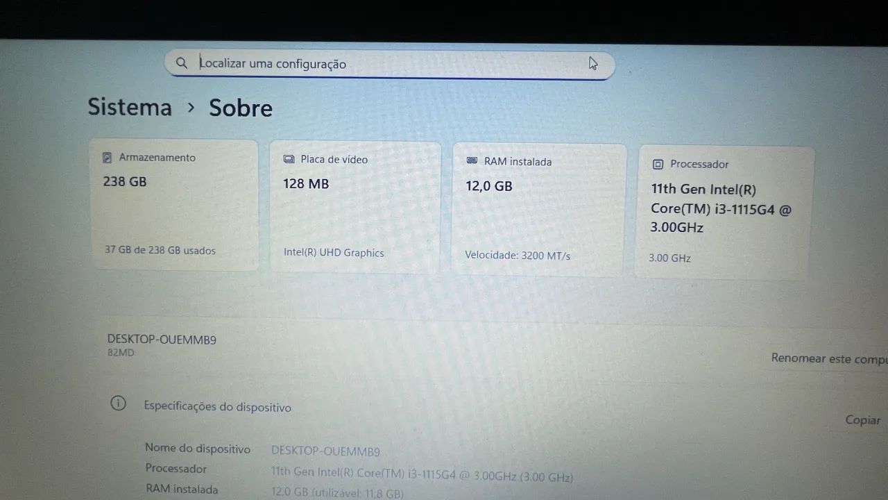 Notebook Lenovo IdeaPad 3i i3 11ª Geração 12GB RAM SSD 256GB - Conservado - Foto 5