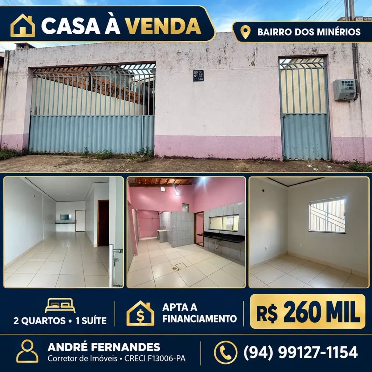 CASA À VENDA NO BAIRRO DOS MINÉRIOS!